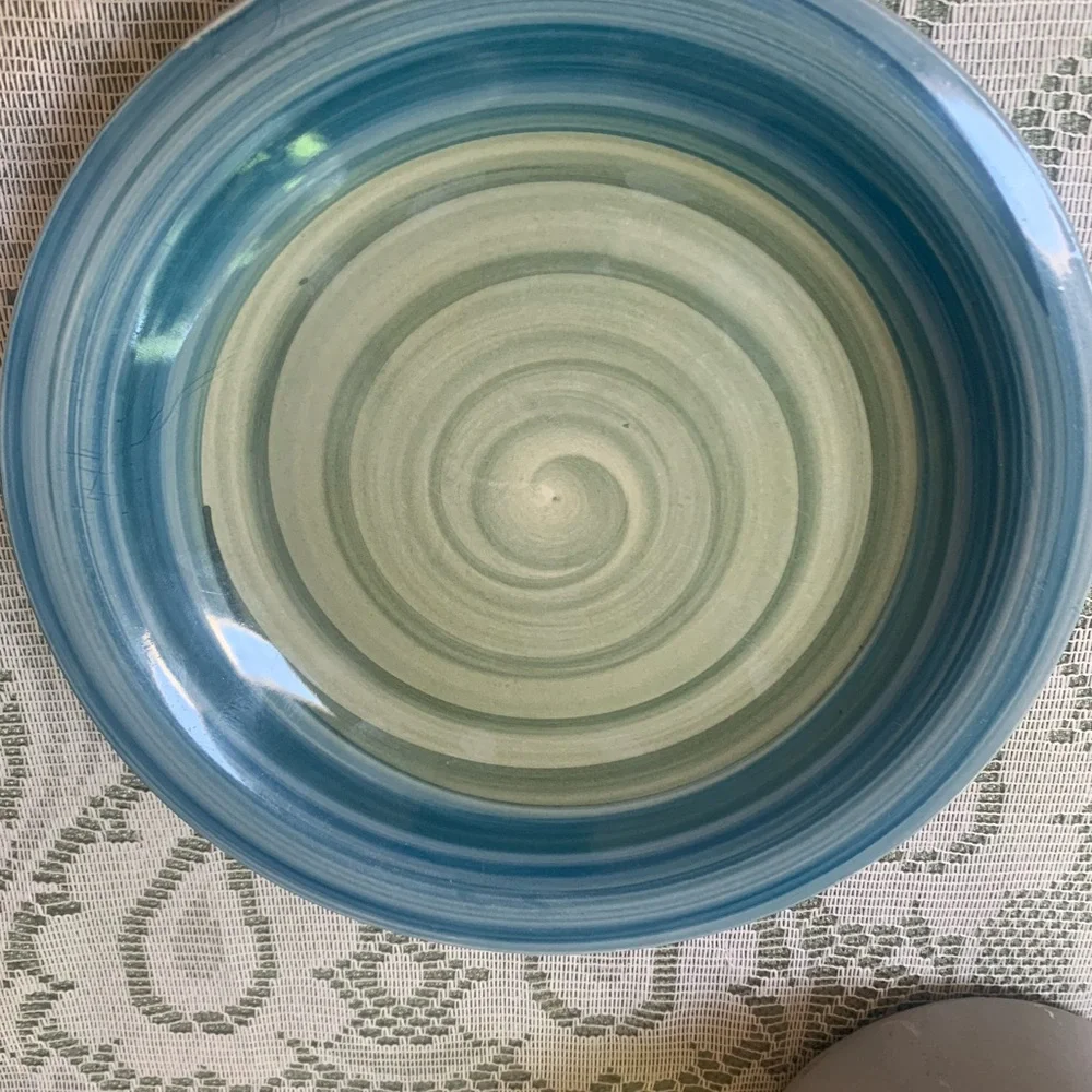 Pier 1 Blue Green Swirl Earthenware Salad Plates 2pcs 2011 Retired